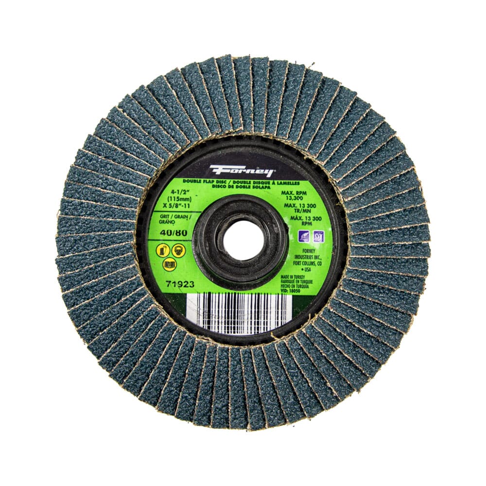 Double Sided Flap Disc, 40/80 Grits, 4-1/2 in